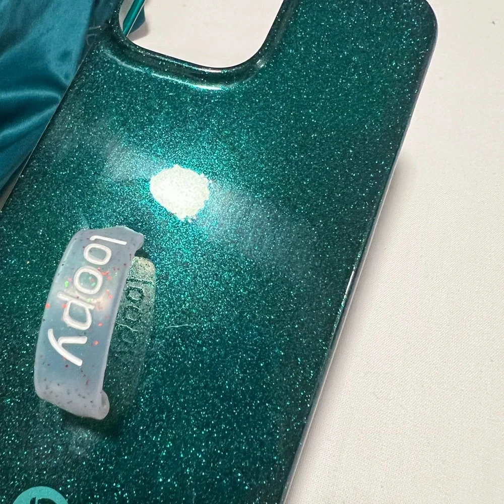 Loopy Original iPhone 13 Pro Max in Emerald Green Sparkle with 2 Extra Loops EUC